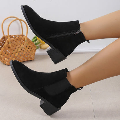 Botines de mujer con cremallera lateral y tacón medio grueso