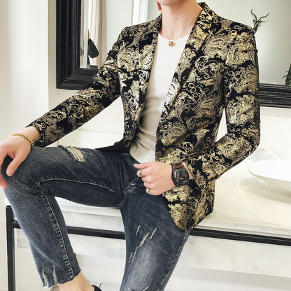 Abito Casual Uomo con Stampa Floreale e Fodera in Poliestere | Ideale per Primavera e Autunno