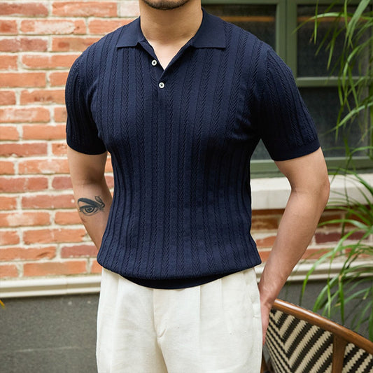 Camicia Uomo Slim-Fit a Maniche Corte in Maglia – Ideale per l'Estate