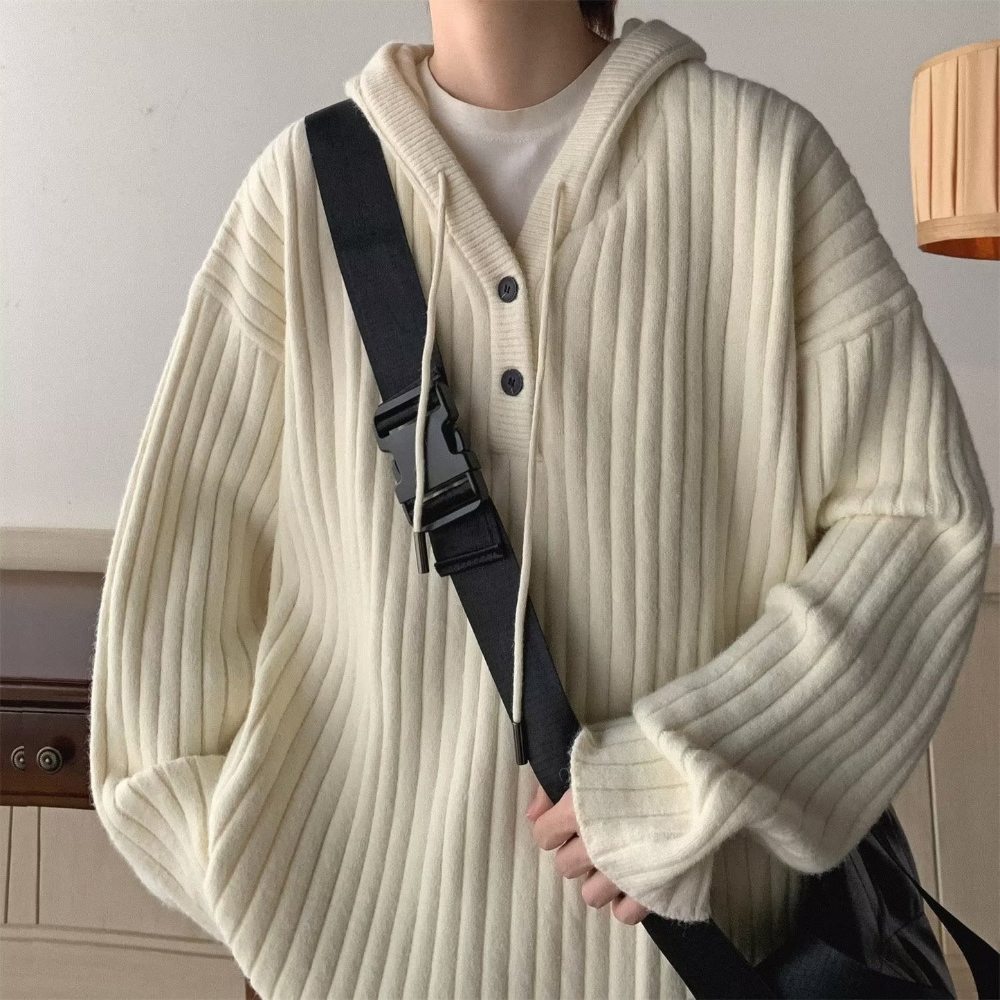 Cardigan de Hombre de Punto con Textura de Gofre y Mangas Largas