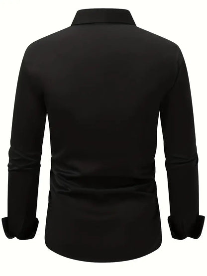 Camicia da Uomo a Manica Lunga Slim Fit in Tessuto Traspirante