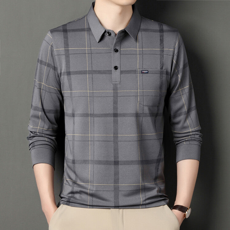 Polo da Uomo a Maniche Lunghe Slim Fit con Motivo a Righe