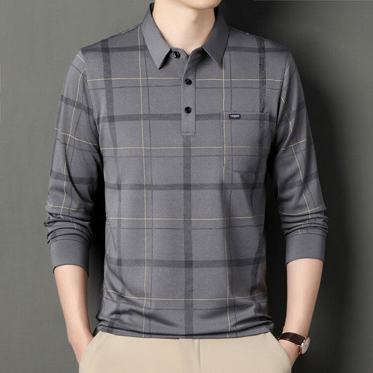 Polo da Uomo a Maniche Lunghe Slim Fit con Motivo a Righe