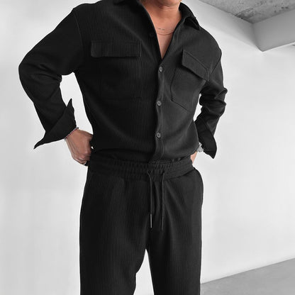 Camicia a Maniche Lunghe Vestibilità Comoda con Colletto Revers Ideale per Tutte le Stagioni