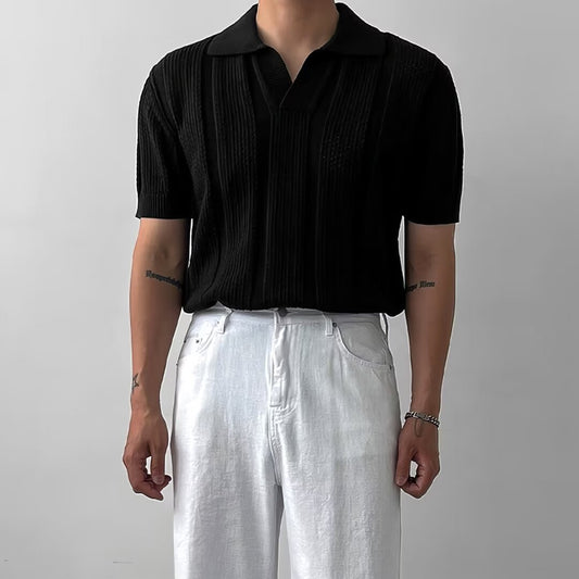 Polo da Uomo a Maniche Corte in Maglia a Rete Ideale per l'Estate