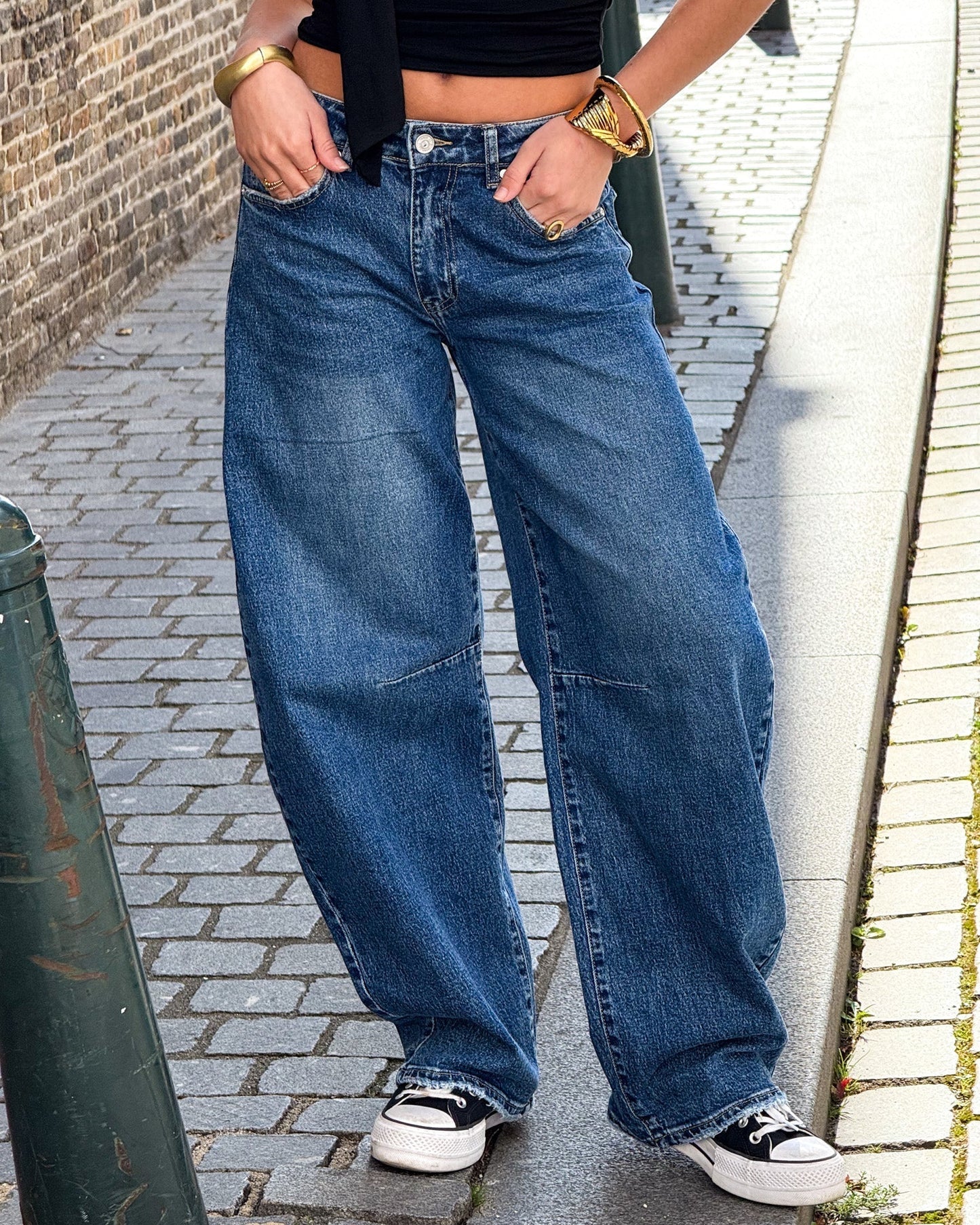 Jeans til kvinder med ballonpasform og vide ben