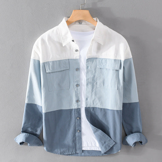 Camicia Cardigan con Cuciture a Maniche Lunghe in Cotone Ideale per la Primavera e l'Autunno