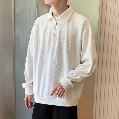 Maglione da Uomo con Zip Vestibilità Dritta Maniche Lunghe