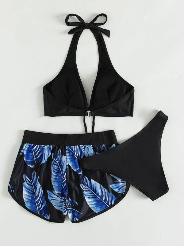 Set Bikini da Donna con Pantaloncini Abbinati e Tessuto Asciugatura Rapida