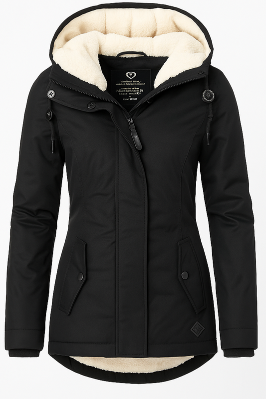 Giacca Invernale da Donna Impermeabile con Fodera in Pile e Cappuccio Removibile