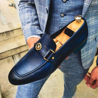 Mocassini da Uomo Slip-On con Fibbia Decorativa e Design Lineare