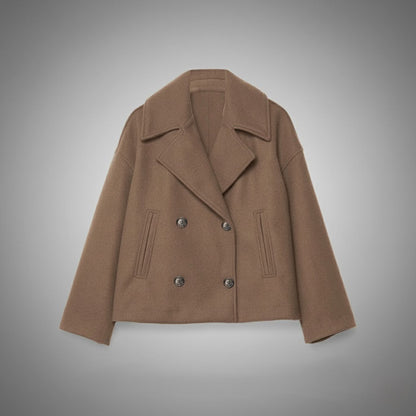 Cappotto Corto da Donna Autunnale con Colletto a Revers