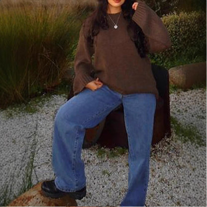 Maglione Pullover Donna a Manica Lunga con Vestibilità Ampia