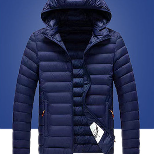Men's Short Quilted Winter Jacket with Hood