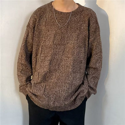 Maglione da Uomo Invernale a Maniche Lunghe con Motivo a Rete a Diamante