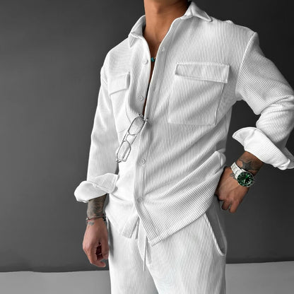 Camicia a Maniche Lunghe Vestibilità Comoda con Colletto Revers Ideale per Tutte le Stagioni