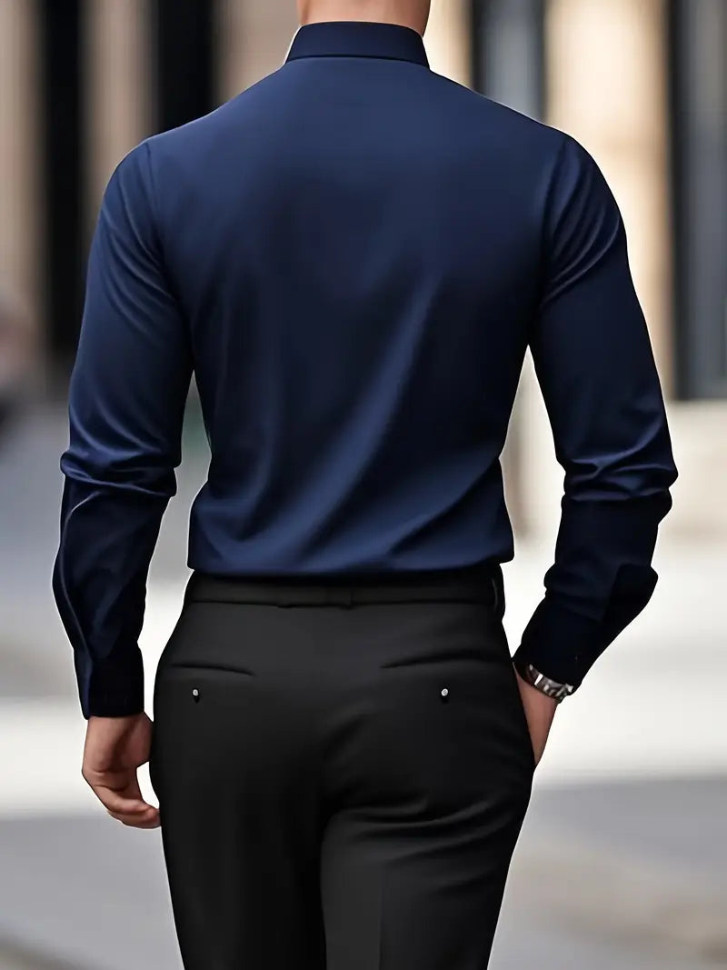 Camicia da Uomo a Manica Lunga Slim Fit in Tessuto Traspirante