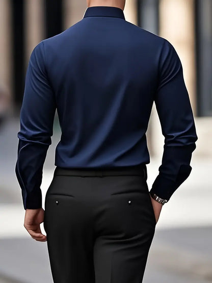 Camicia da Uomo a Manica Lunga Slim Fit in Tessuto Traspirante