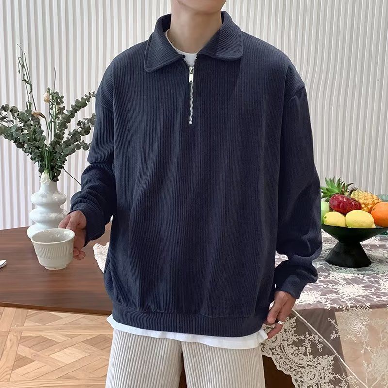 Maglione da Uomo con Zip Vestibilità Dritta Maniche Lunghe