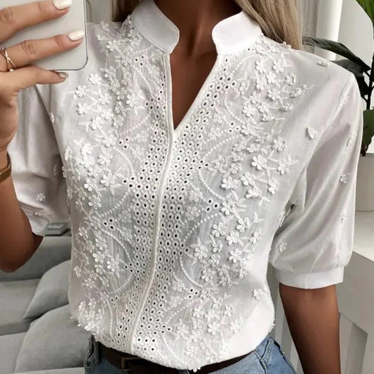 Isabella - Camicetta Bianca Elegante per uno Stile Lussuoso