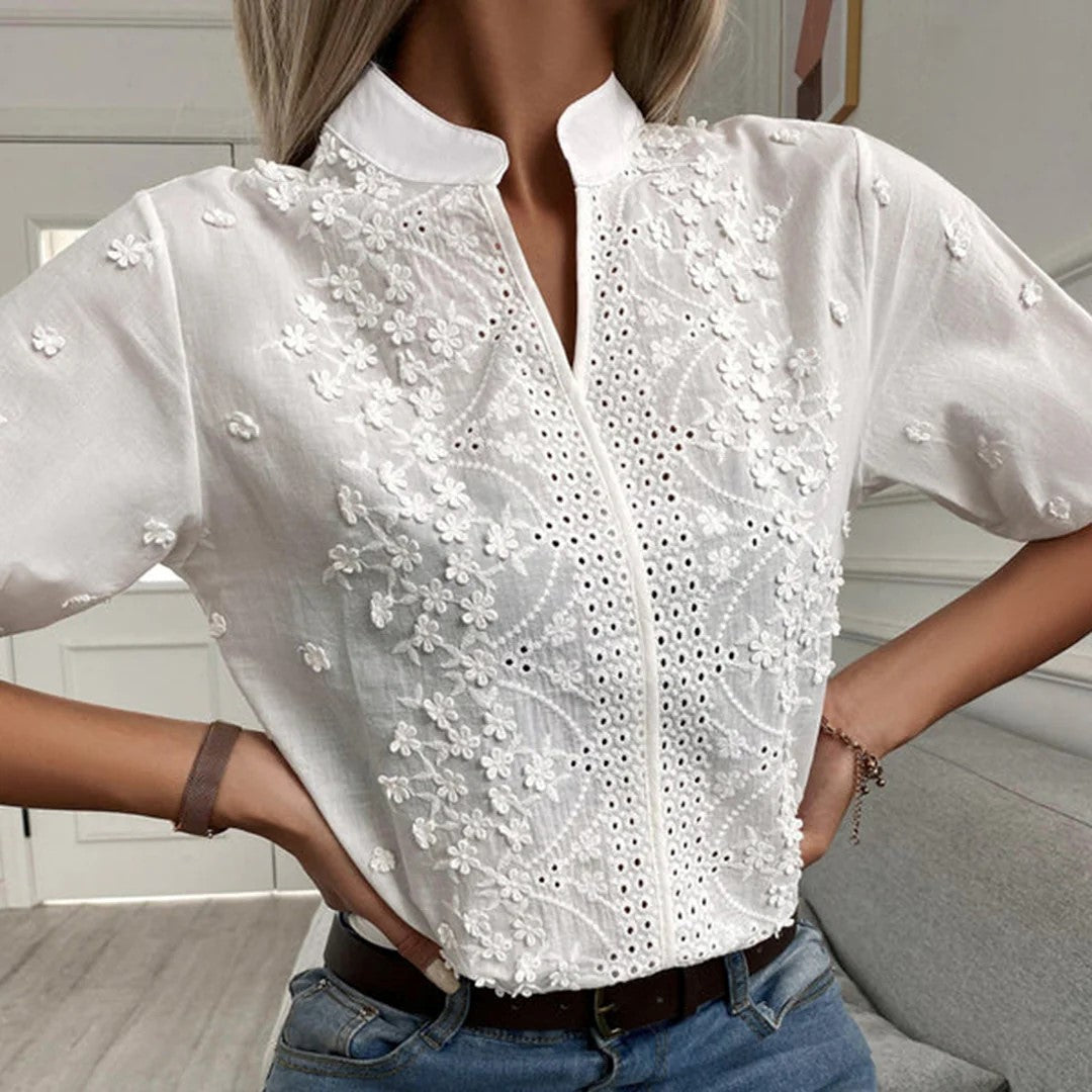 Isabella - Camicetta Bianca Elegante per uno Stile Lussuoso