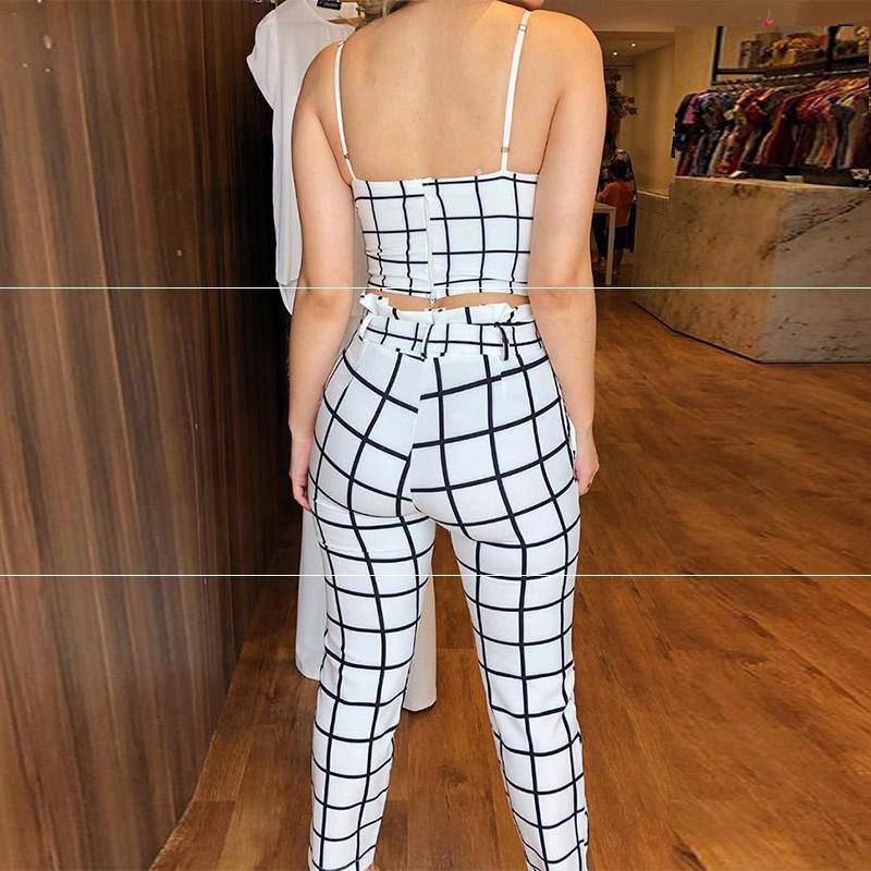 Completo Estivo da Donna in Due Pezzi con Top a Maniche Corte e Pantaloni Coordinati