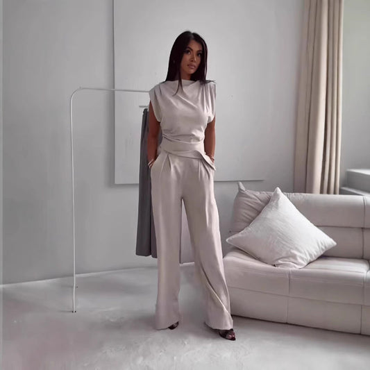 Completo da Donna a Due Pezzi con Maniche Lunghe, Pantaloni e Tasche