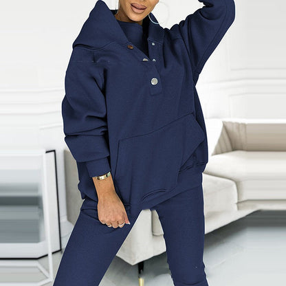Completo da Donna in 3 Pezzi con Felpa con Cappuccio, Gilet Senza Maniche e Pantaloni Slim Fit
