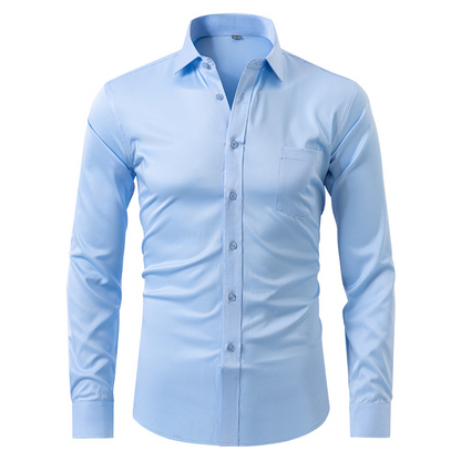Camicia da Uomo in Tessuto Elasticizzato Traspirante e Antipiega
