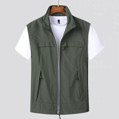 Gilet da Uomo Asciugatura Rapida Multitasche con Chiusura a Zip Frontale