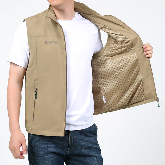 Gilet da Uomo Asciugatura Rapida Multitasche con Chiusura a Zip Frontale
