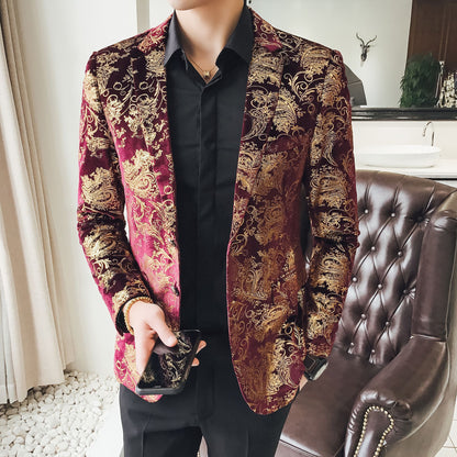 Abito Casual Uomo con Stampa Floreale e Fodera in Poliestere | Ideale per Primavera e Autunno