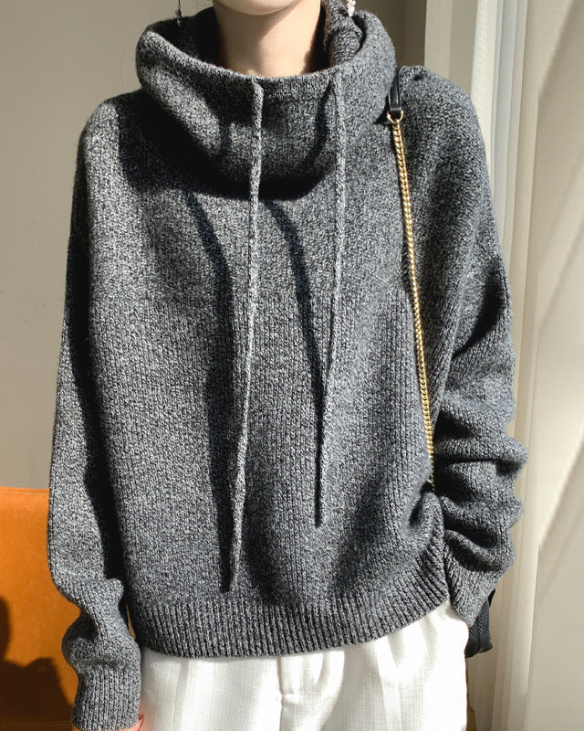 Maglione da Donna Pullover in Maglia con Colletto Peter Pan e Maniche Lunghe