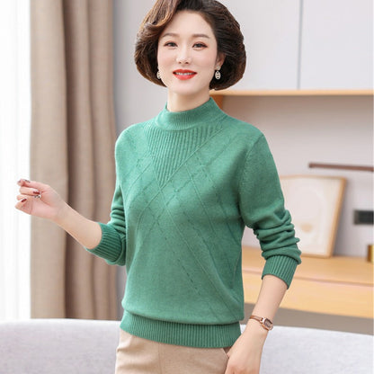 Maglione da Donna Pullover in Maglia Spessa con Collo Alto