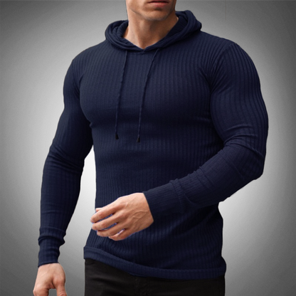 Maglione da Uomo in Maglia con Cappuccio e Design Slim Fit