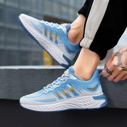 Men's Sport Sneakers with Laces, Thick Sole, and Round Toe