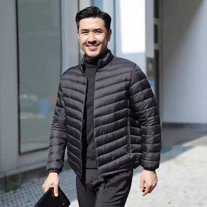 Men's Short Quilted Winter Jacket with Hood