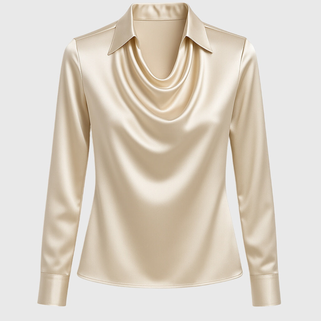 Blusa da Donna con Scollo Pieghettato e Taschino sul Petto