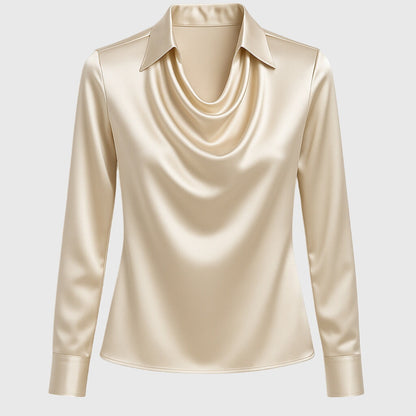 Blusa da Donna con Scollo Pieghettato e Taschino sul Petto