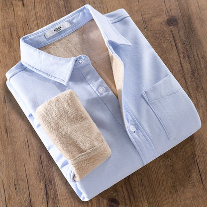 Camicia da Uomo a Maniche Lunghe con Struttura Spessorata e Dettaglio Taschino