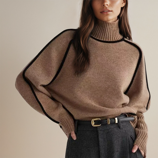 Maglione a Collo Alto a Righe da Donna Slim Fit