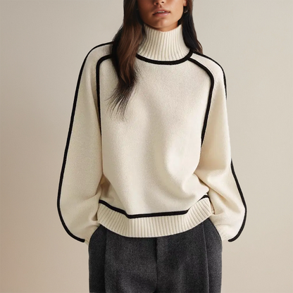 Maglione a Collo Alto a Righe da Donna Slim Fit