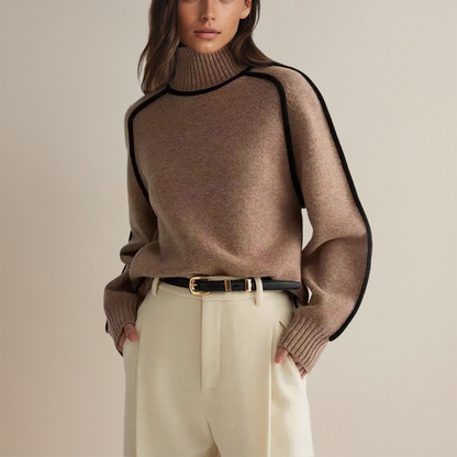 Maglione a Collo Alto a Righe da Donna Slim Fit