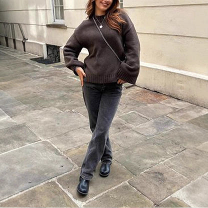 Maglione Pullover Donna a Manica Lunga con Vestibilità Ampia