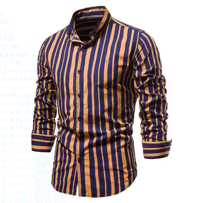 Camicia da Uomo a Maniche Lunghe per Uso Professionale con Motivo a Righe