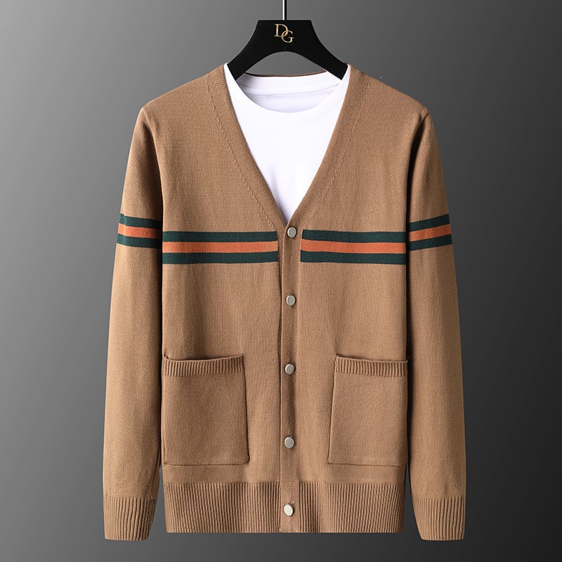 Herrecardigan til efteråret med ribbet kant