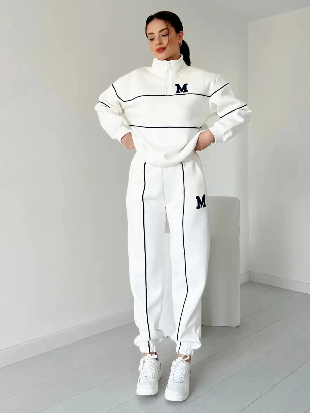 Completo Lounge da Uomo in Due Pezzi con Top a Maniche Lunghe e Pantaloni Relax