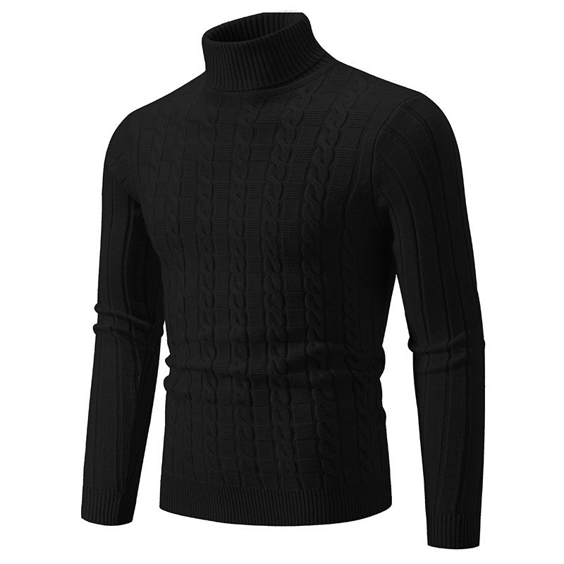 Maglione Dolcevita da Uomo a Vestibilità Slim con Motivo a Treccia