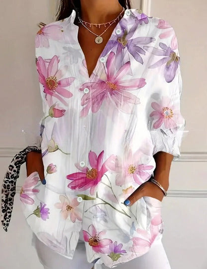 Women's Long Sleeve Shirt with 3D Print and Pattern