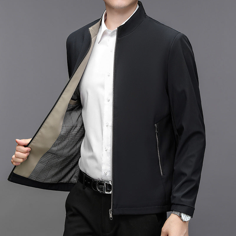 Giacca Leggera da Uomo con Collo Alto e Tasche Laterali | Ideale per Primavera & Autunno